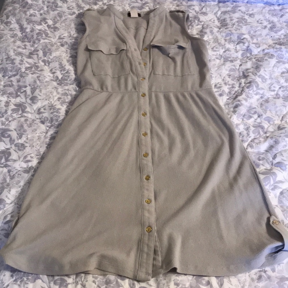 Cream dress with gold buttons